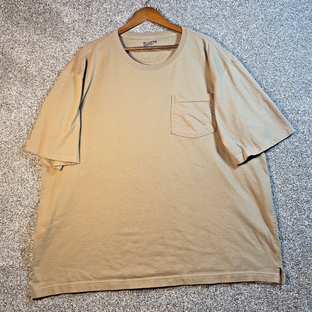 Duluth Trading Co T Shirt Mens 2XL Longtail Relaxed Fit Tan Pocket Tee Workwear